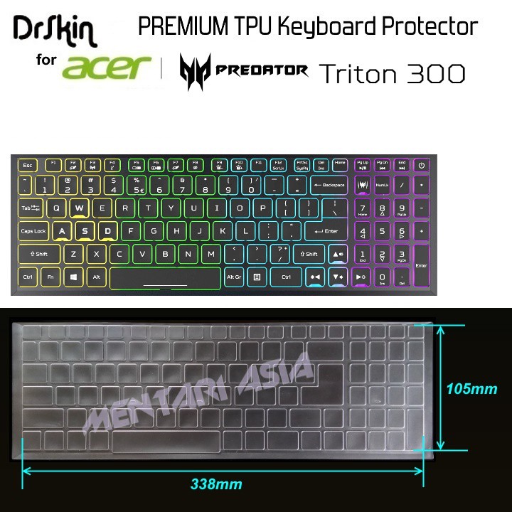 Keyboard Protector ACER Predator Triton 300 - DrSkin PREMIUM TPU Clear