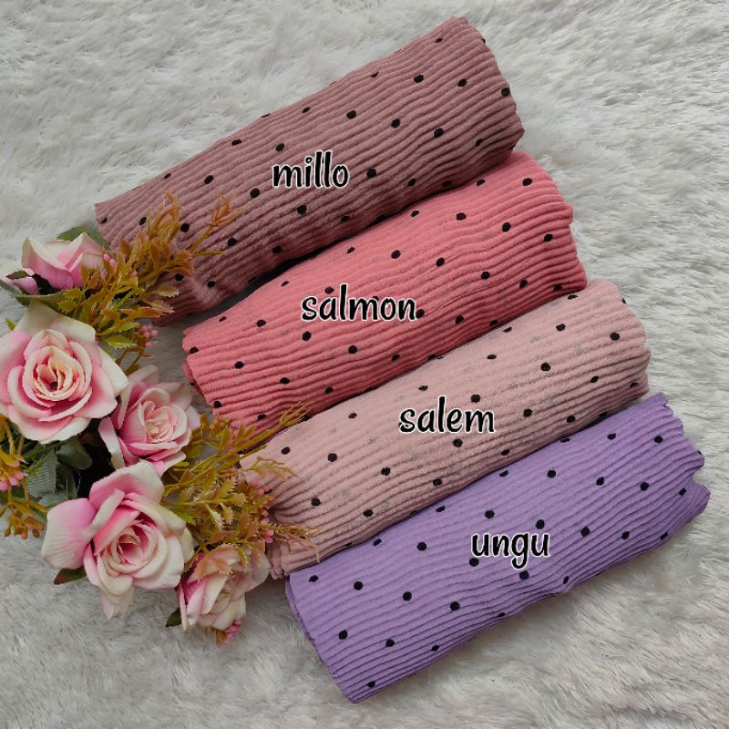 BERGO PLISKET POLKA MH / JILBAB BERGO / BERGO PLISKET MOTIF / JILBAB PLISKET / BERGO TALI / PLISKET POLKA-1