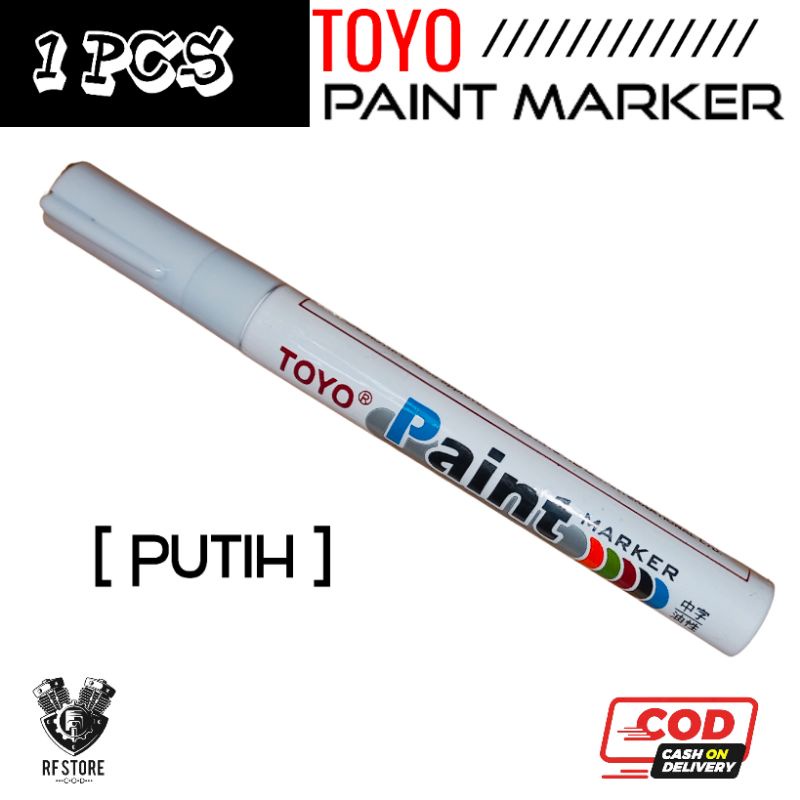 

Spidol permanen Toyo paint marker/ Warna putih/ 1 pcs/ Spidol ban permanen/ Spidol serbaguna/ RF Store