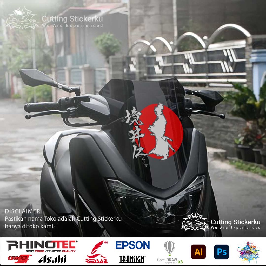 Cutting Stiker Jin Sakai Variasi Motor Mobil Sticker Timbul Keren Nyala Dasbor Spakbor Visor Body Kaca Helm Laptop Hologram Reflective Tahan Mio Air Bodi Samping Nama Serial Scoopy Vario Beat Kartun Vespa Jepang Samurai Katana Anime Game Ghost Of Tsusima