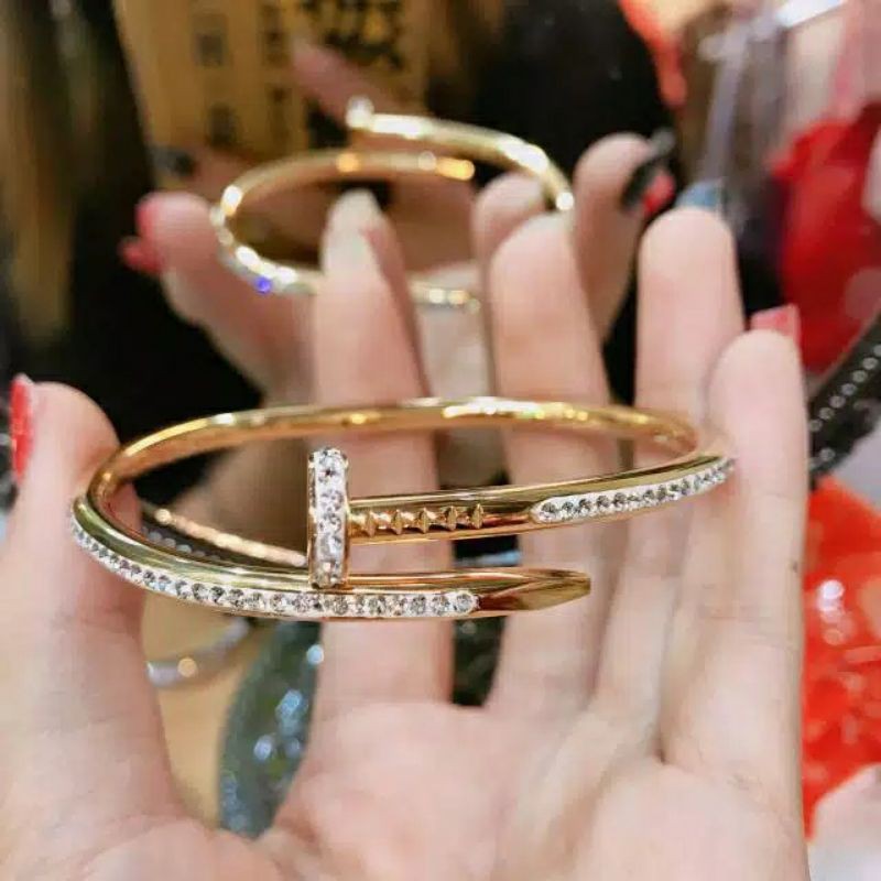 Fourfashion gelang paku titanium rosegold full diamond TS013