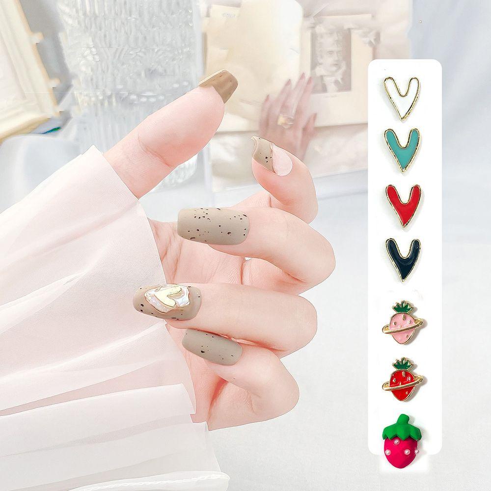 Mxbeauty 3D Dekorasi Nail Art Warna-Warni Peri Cinta Strawberry Peach Bunga Hiasan Kuku DIY