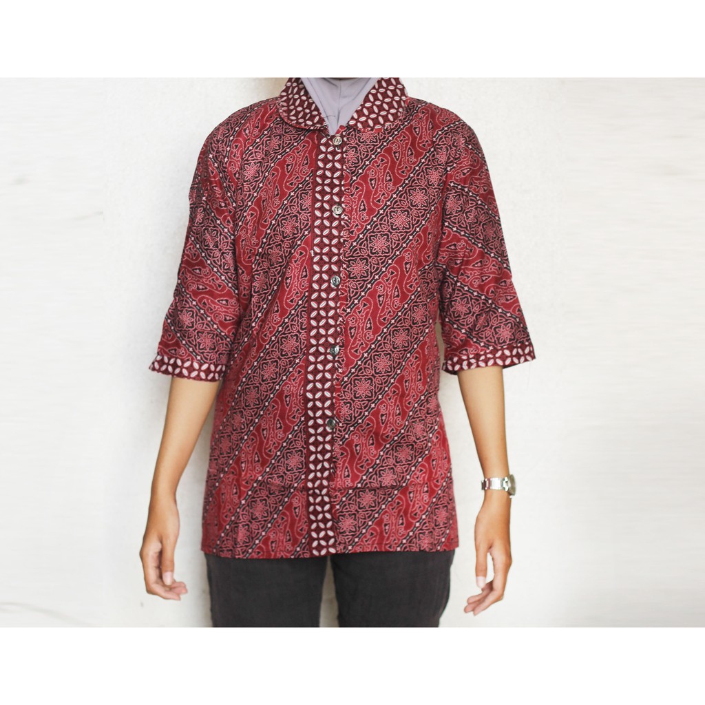 Blouse Batik Wanita I Blus Batik I Blus Kerja Wanita Batik Bhefa-SIZE M