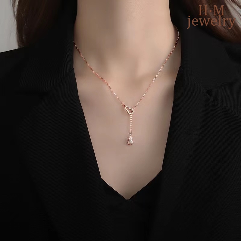 Kalung Rantai Sterling Silver 925 Dengan Liontin Labu Warna Rose Gold Untuk Wanita