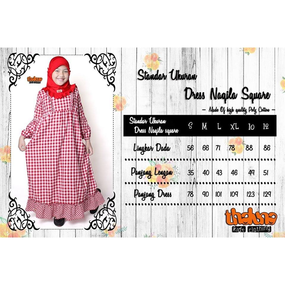 Dress Naqila Square/ Dress kotak/ Dress Katun/ Baju Muslim/ Gamis anak