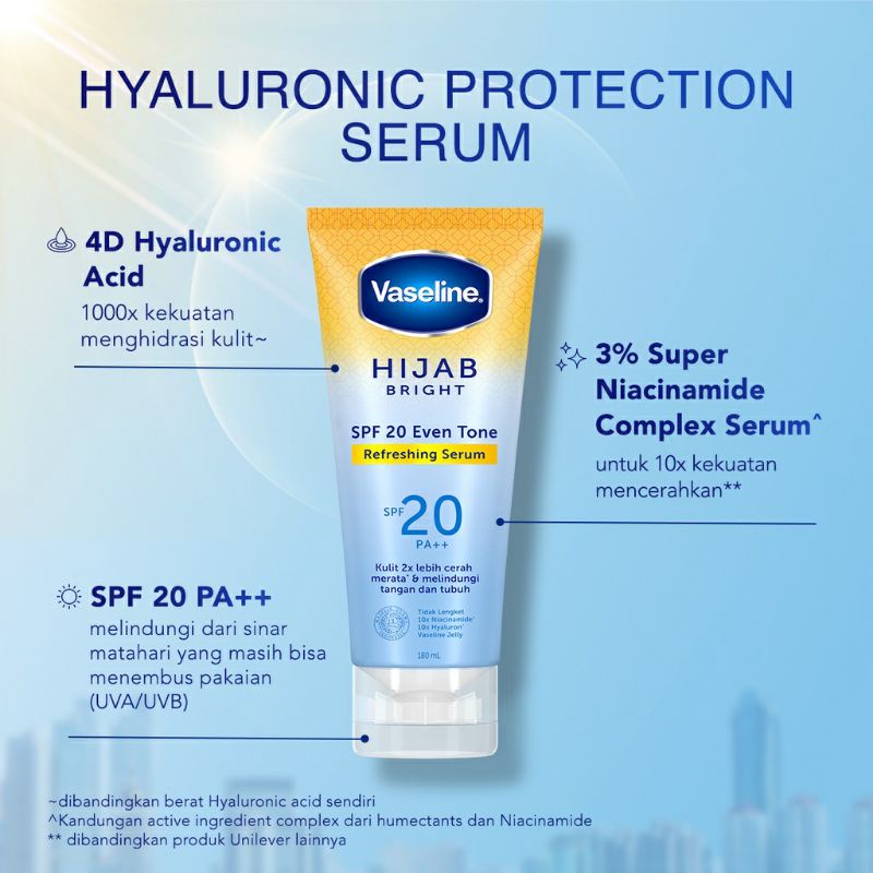 VASELINE HIJAB BRIGHT  SPF 20++ EVEN TONE REFRESHING SERUM 180ML