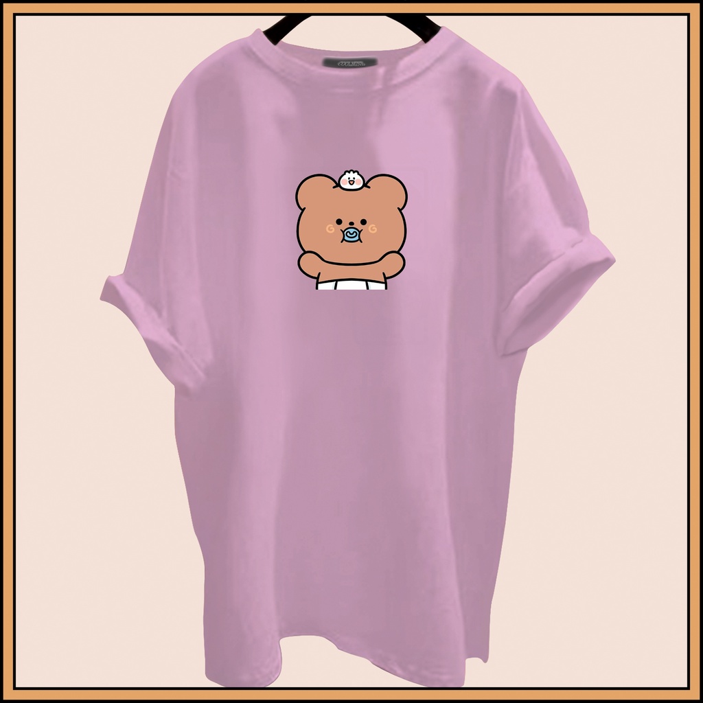 CALVIERO SHOP - BAJU KAOS ATASAN WANITA PRINT BEAR BABY LOGO GALAXY PRINT