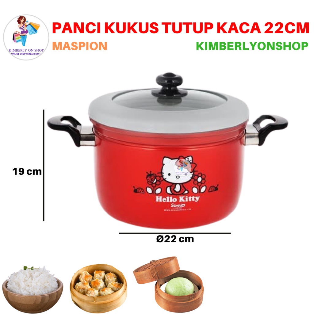 Panci Pancaguna Maspion Hello Kitty 22 cm Panci Kukus + Tutup Kaca