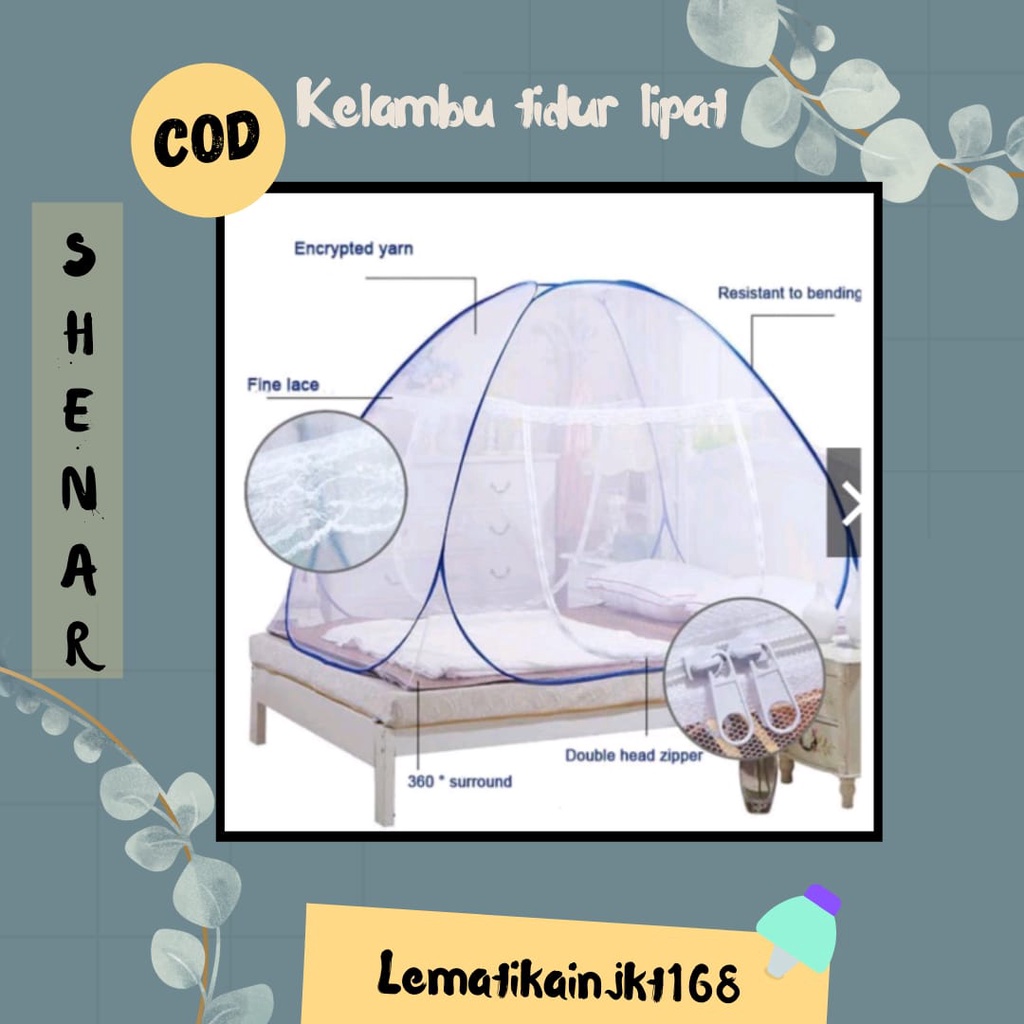 SHENAR KELAMBU TEMPAT TIDUR BUTTERFLY ( ANTI NYAMUK) KELAMBU ANTI NYAMUK|KELAMBU LIPAT | KELAMBU TIDUR 200X200|KELAMBU TENDA