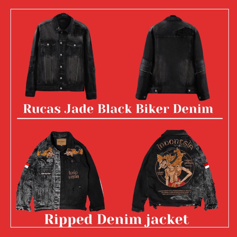 [ORIGINAL] JADE BLACK BIKER DENIM JACKET & RIPPED DENIM JACKET