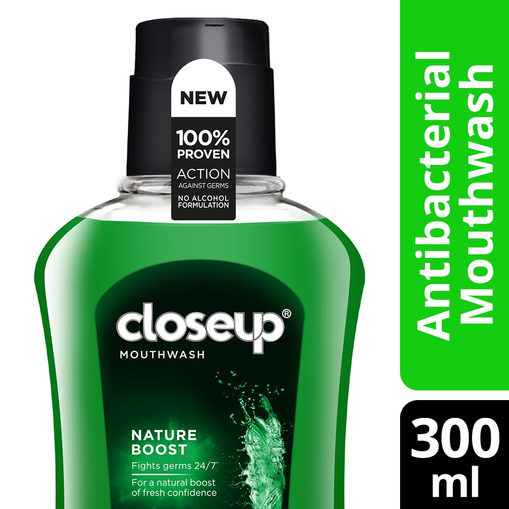 Jual Closeup Antibacterial Nature Boost Mouthwash 300ml Shopee Indonesia