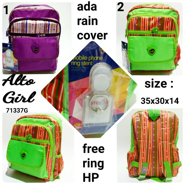 Tas sekolah ransel backpack anak cewek Alto girl 71337G tas punggung murah dan terbaru Free ring HP