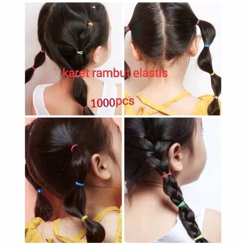 Ikat Rambut 1000 Pcs Karet Jepang Import Free Pouch