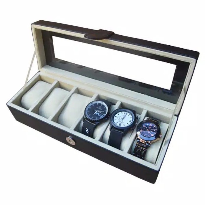 Box Jam Tangan isi 6 Warna FANTA / Kotak Tempat Jam Tangan / Watch Box Organizer