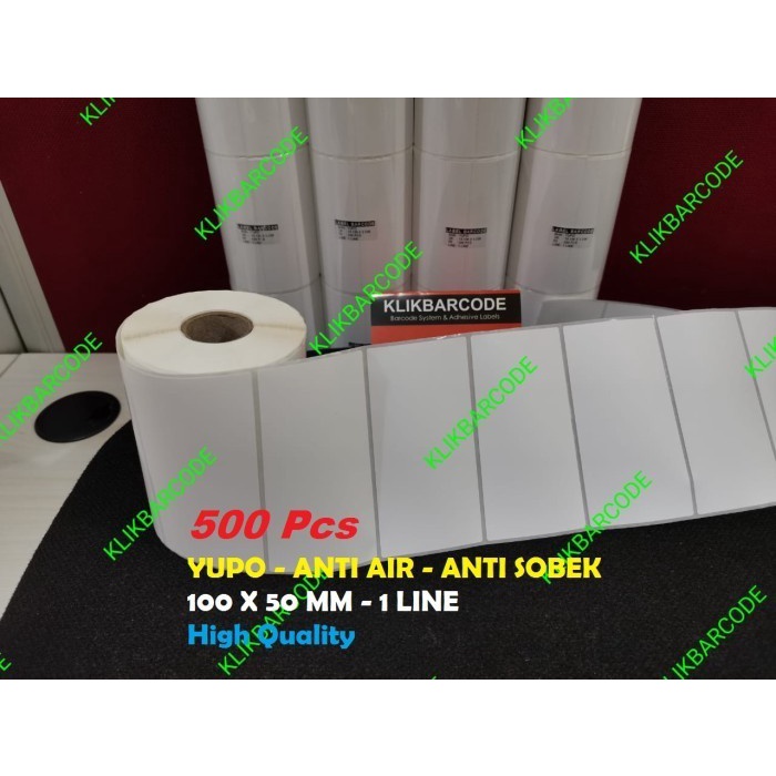 

Stiker Label Anti Air Yupo 100 x 50 mm Anti Sobek isi 500 Pcs