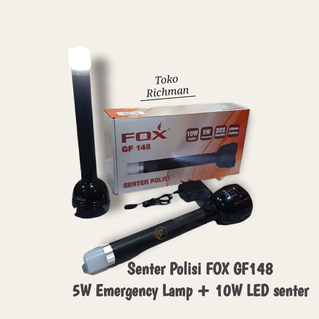 Senter FOX GF148 Senter Polisi Emergency Lamp Rechargeable