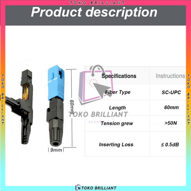 SC / UPC 10PCS SC UPC FTTH Konektor Fiber Optic Fiber Optic SC Fast Connector