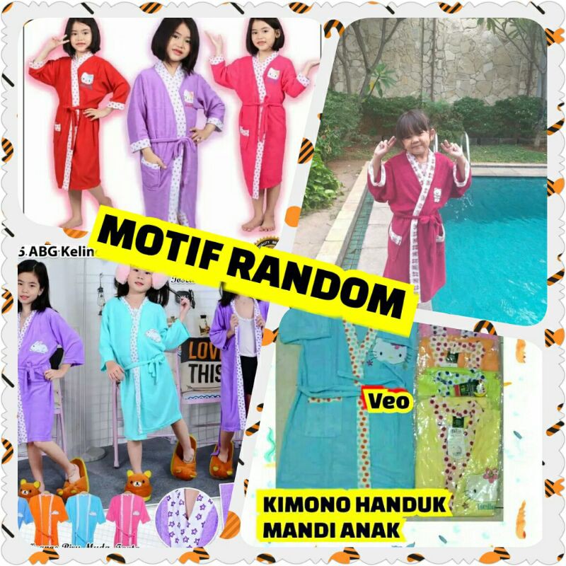 KIMONO HANDUK MANDI ANAK 3 thn - 7 thn (MOTIF RANDOM) BISA COD