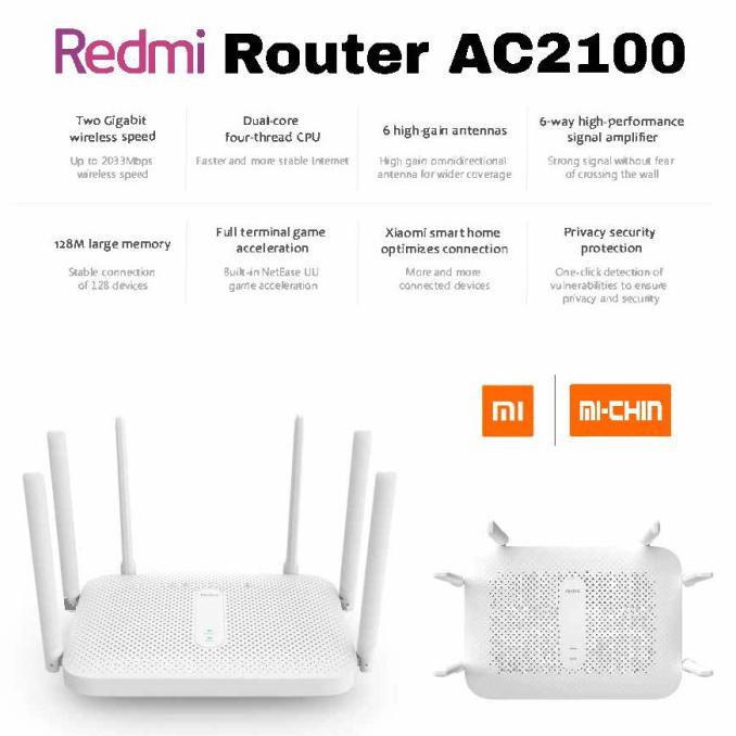 Xiaomi Redmi Router Ac2100 2033Mbps Wifi 2.4G 5G Dual Band 6 Antena Cisiimart