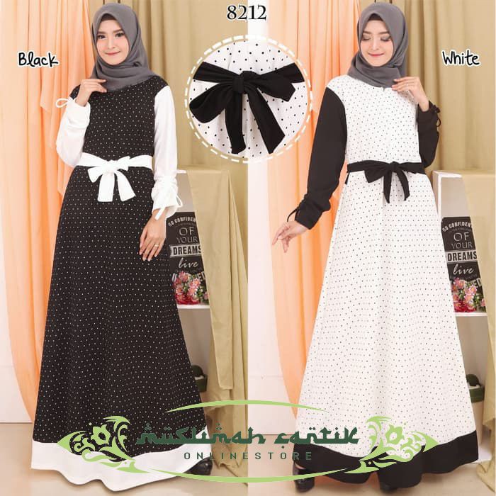 30+ Ide Keren Model Gamis Warna Hitam Kombinasi Putih