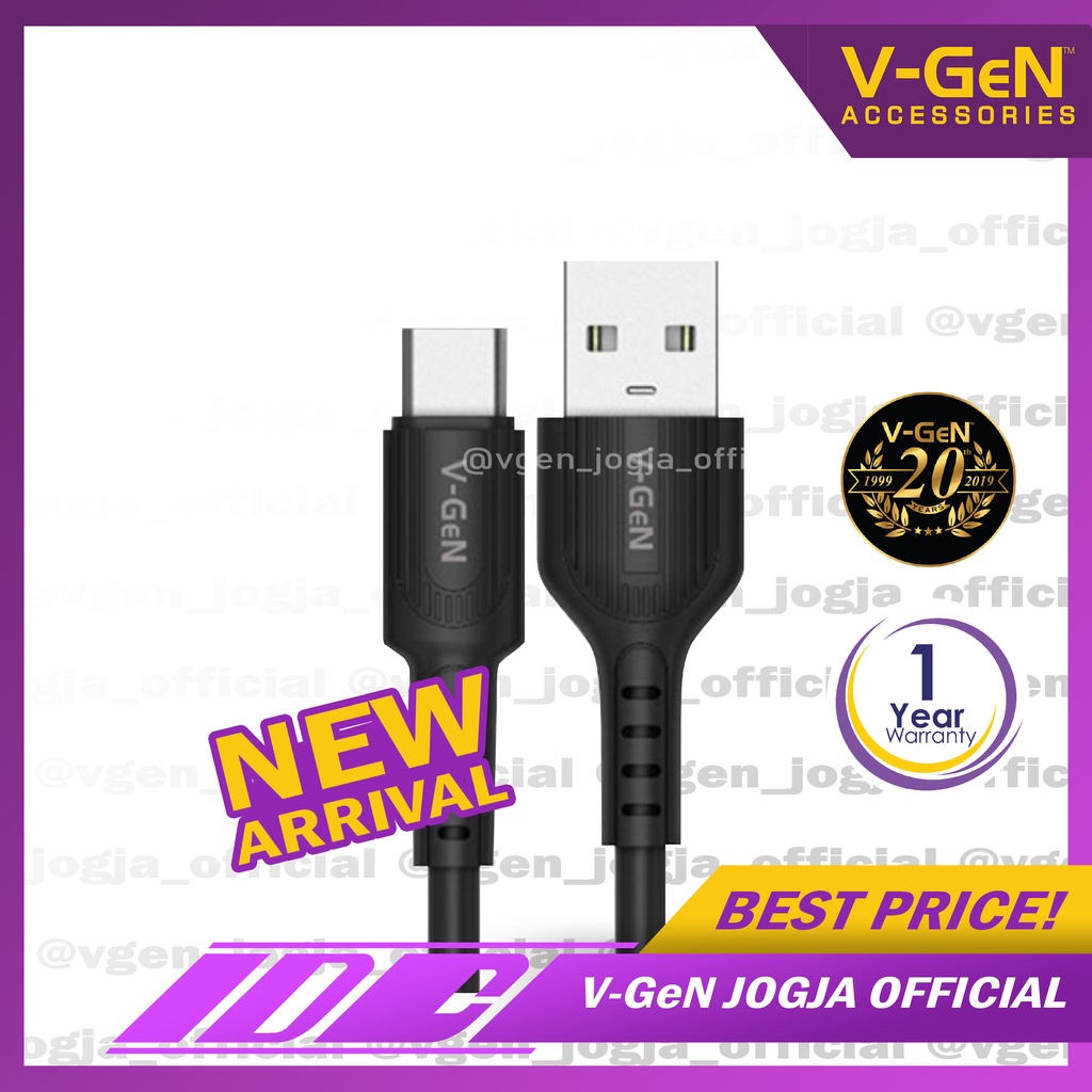 Kabel Type C Bulat V-GeN VCB-23 3A Fast Charging 1 Meter