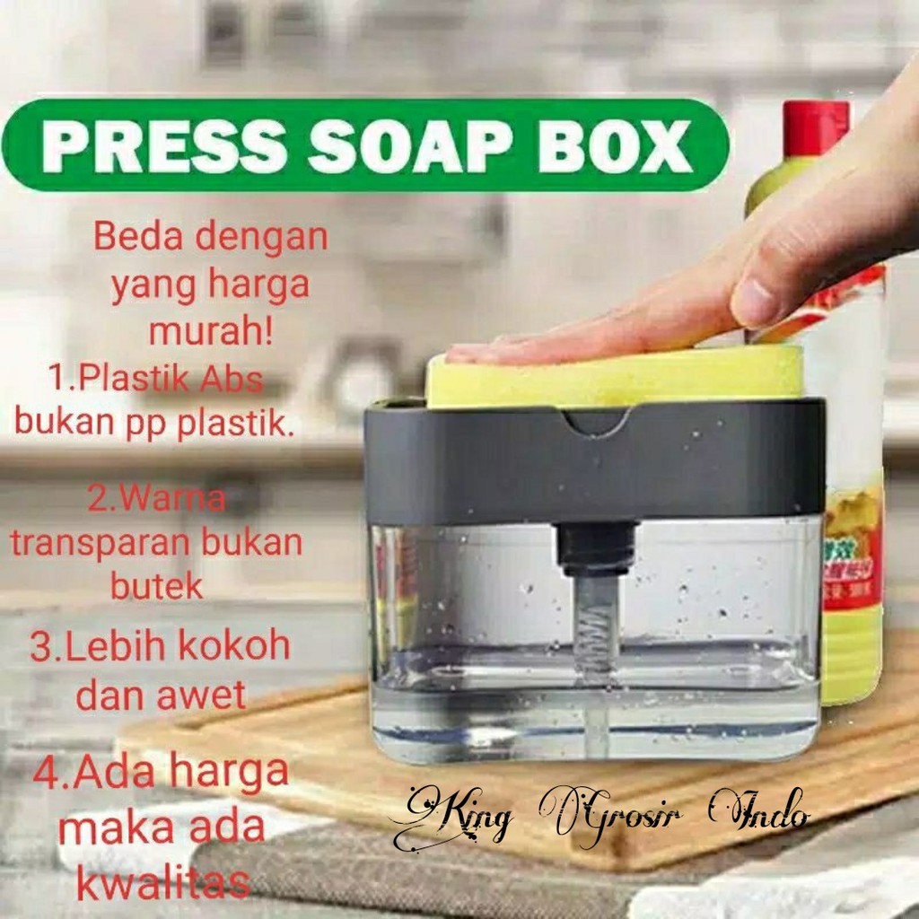 Kotak Sabun Cuci Piring W.Silver / Soap Pump Dispenser Plus Sponge