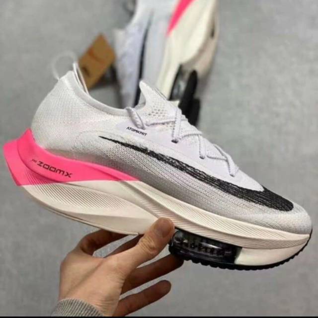 Sepatu Nike Zoom Alphafly Next% " White Pink " putih hitam premium