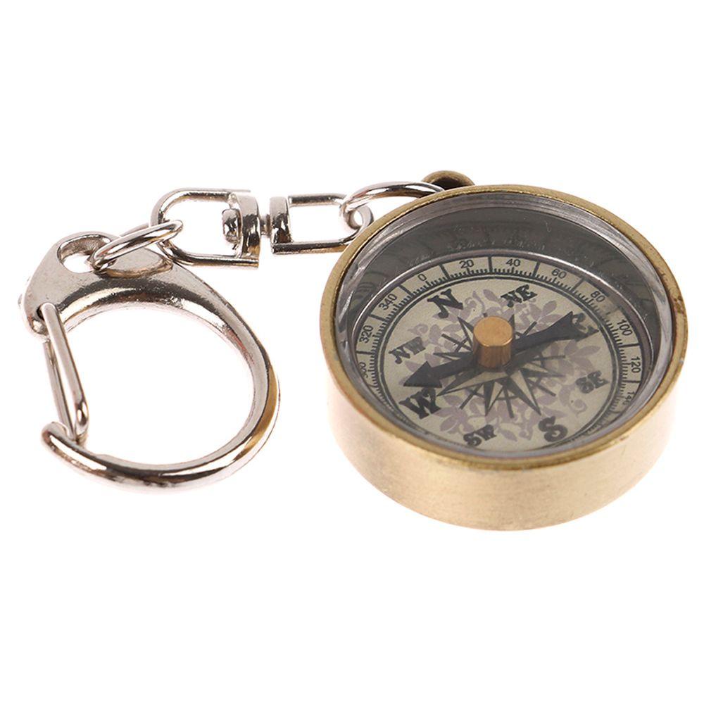 Lanfy Kompas Mini 1pcs Outdoor Survival Zinc Alloy Pendant Peralatan Panjat Gantungan Kunci Alat Navigasi Vintage Key Ring
