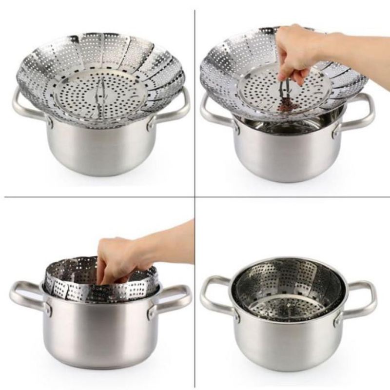 hokkiterus21 STEAMER LIPAT alat kukus kukusan dimsum ikan sayur kue steinless stainless steel