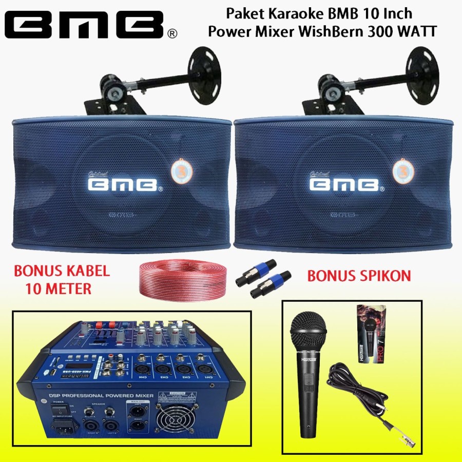 PAKET KARAOKE BMB 10 INCH POWER MIXER WIHBERN PMX-402D BLUETHOOTH