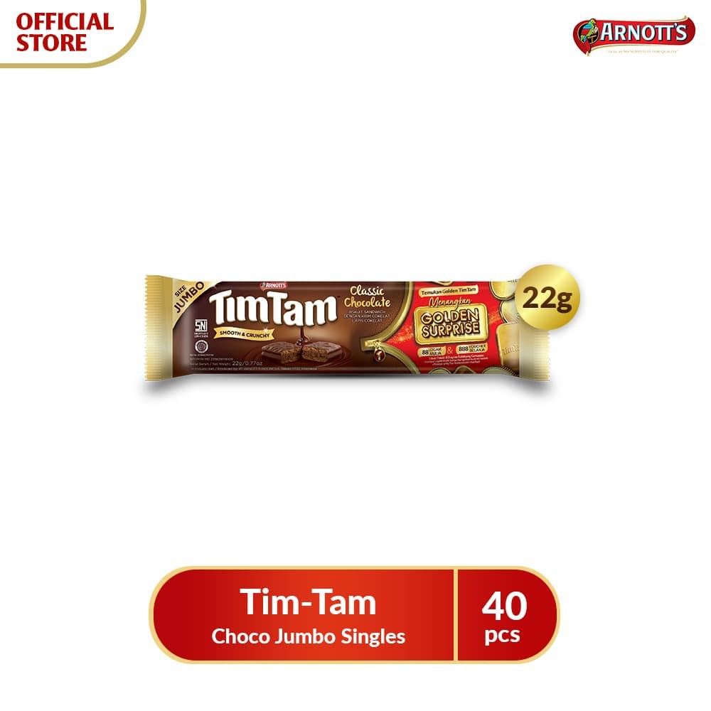 

PROMO ARNOTT'S TIM TAM CHOCO JUMBO SINGLES - PACK (40 PCS) TERMURAH