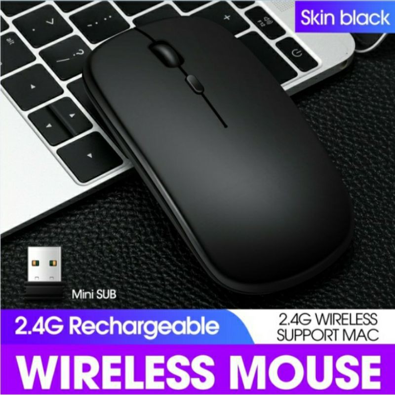 SKU-1236 MOUSE WIRELESS APPLE RECHARGEABLE SILENT KLIK BISA CHARGE