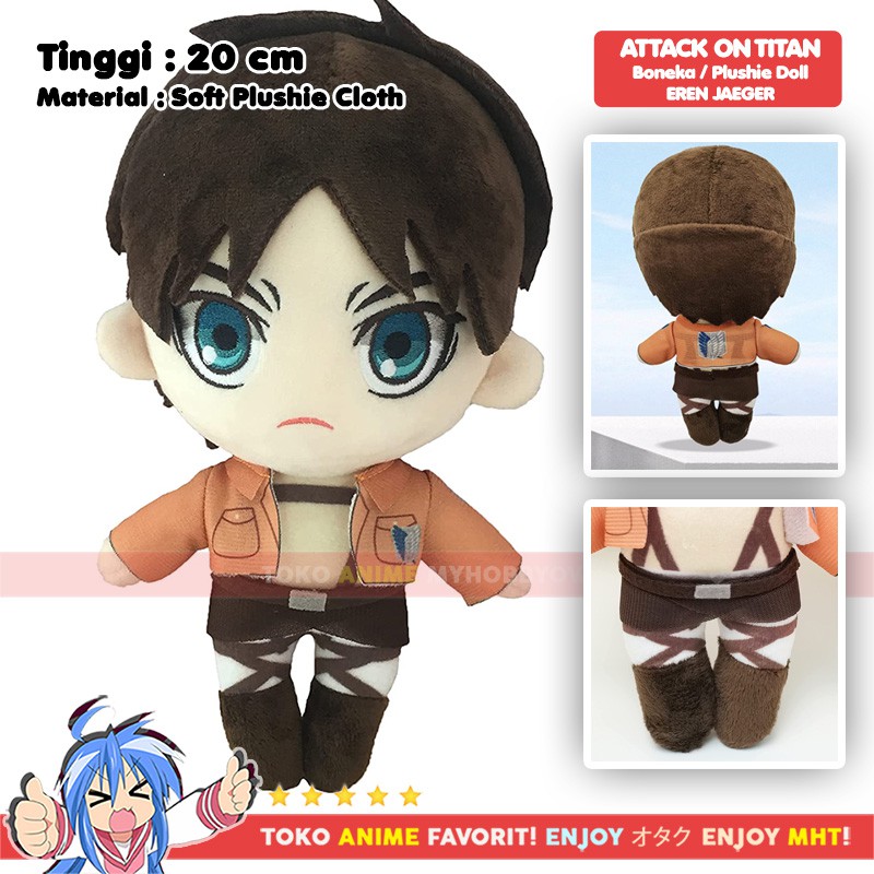 Boneka Attack On Titan AOT Levi Eren Mikasa Anime Plushie Doll Shingeki  no Kyojin SNK