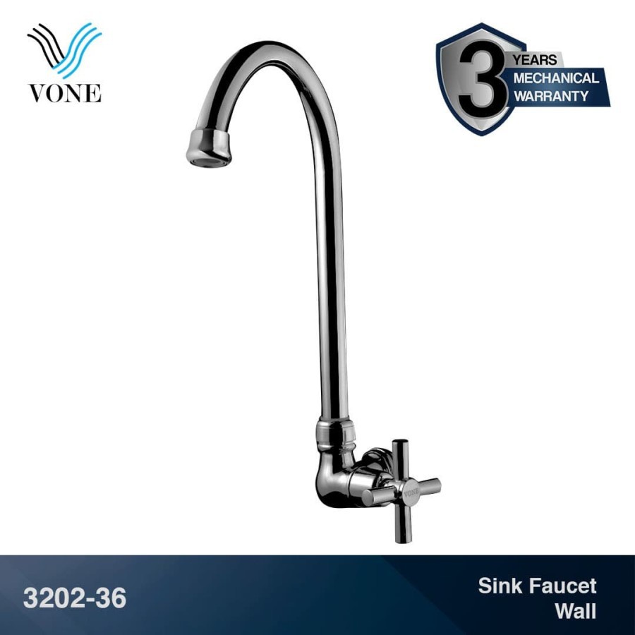 VONE 3202-36 Keran Kran Air Angsa Cuci Piring Dinding Tembok Chrome