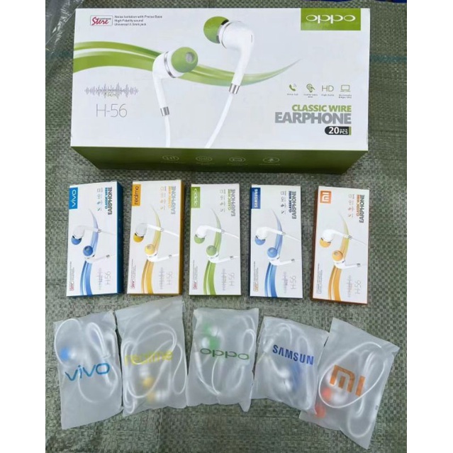 Headset Branded OPPO Samsung Xiaomi H56 (20pcs free box)