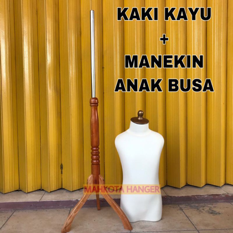 PATUNG /MANEKIN DM ANAK KAIN BUSA HITAM / CREM +KAKI KAYU