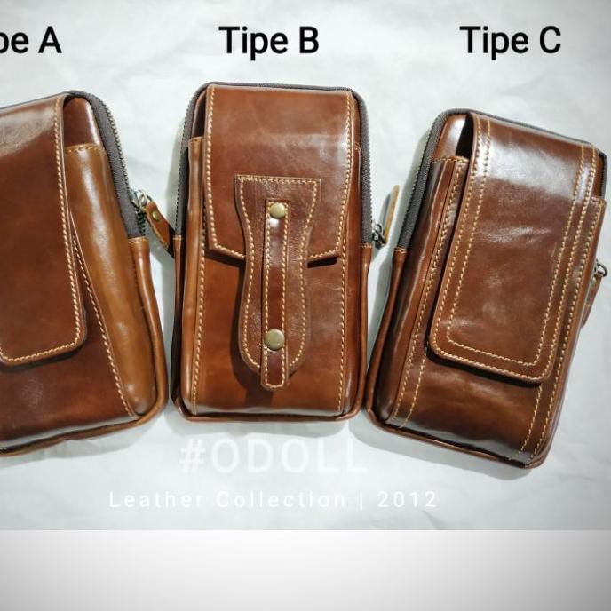 DISCOUNT Sarung Hp Kulit Double | Tas Hp Pinggang Kulit Asli Isi 2 Hp .,.,