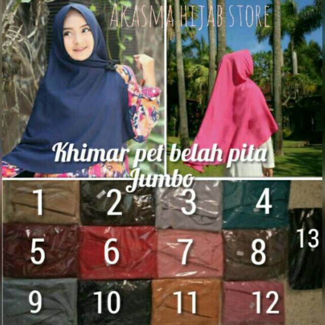 Khimar jumbo pet belah pita.