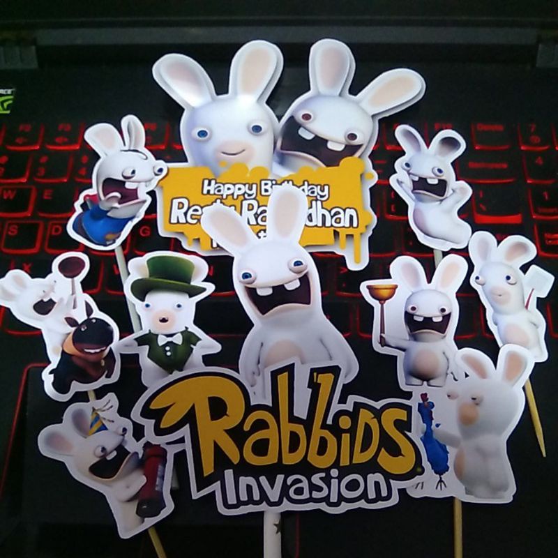 cake topper kue rabbids invasion rabbid rabbit kelinci