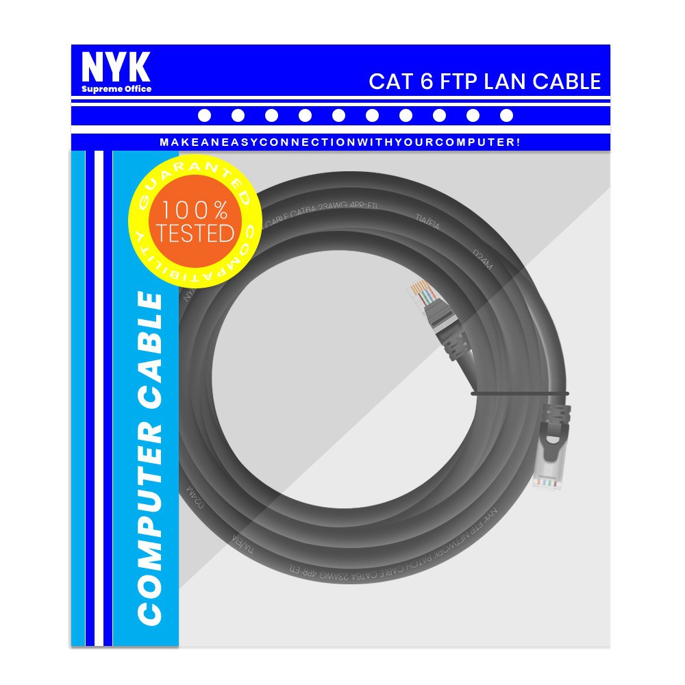 Cable lan nyk 5m cat6a Ftp - Kabel lan rj45 internet cat 6a 6 5 meter