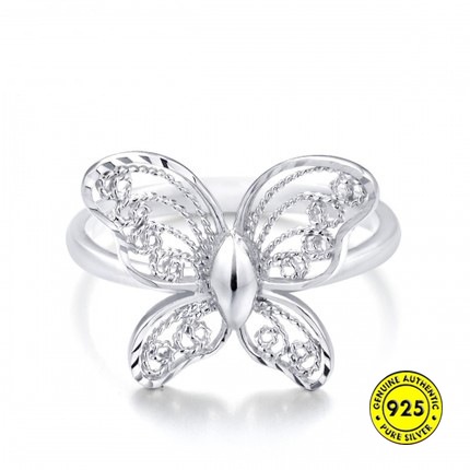 S925 Silver Fashion Ring Butterfly Open-End Unique Women