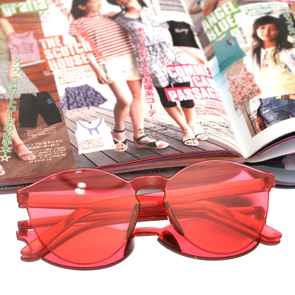 Kacamata Jelly Pria Wanita Kacamata Fashion Murah / Kaca Mata Candy Sunglasses Korea Warna Warni-13. Rose Red