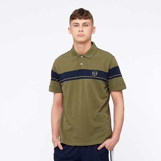 Sergio Tacchini Young Line Archivio Polo Shirt in Olive/Navy Original Ready Stock