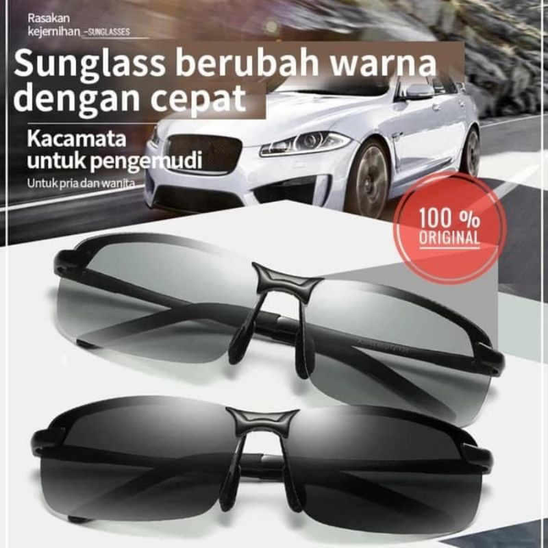 Kacamata Anti Silau Siang Dan Malam Sunglasses Fotosensitif UV 400 Photochromic Polarized