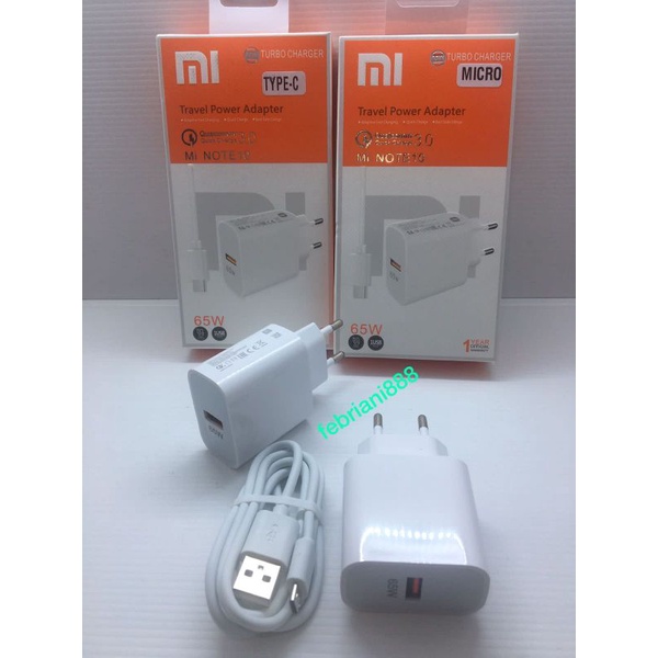 CHARGER XIAOMI MI NOTE 10 / CHARGER XIAOMI 65W SUPER FAST CHARGING MI 9X / 9T / 9T PRO / MI 9 SE / MI 10i / MI 10T LITE / 11i / MI 11 LITE / 11T / 11T PRO / GO / R.S2 / Y2 /Y3 / K20 / K20 PRO / K30 / K30 PRO / K30 PRO / ZOOM / K40 K40 PRO+ / REDMI 3