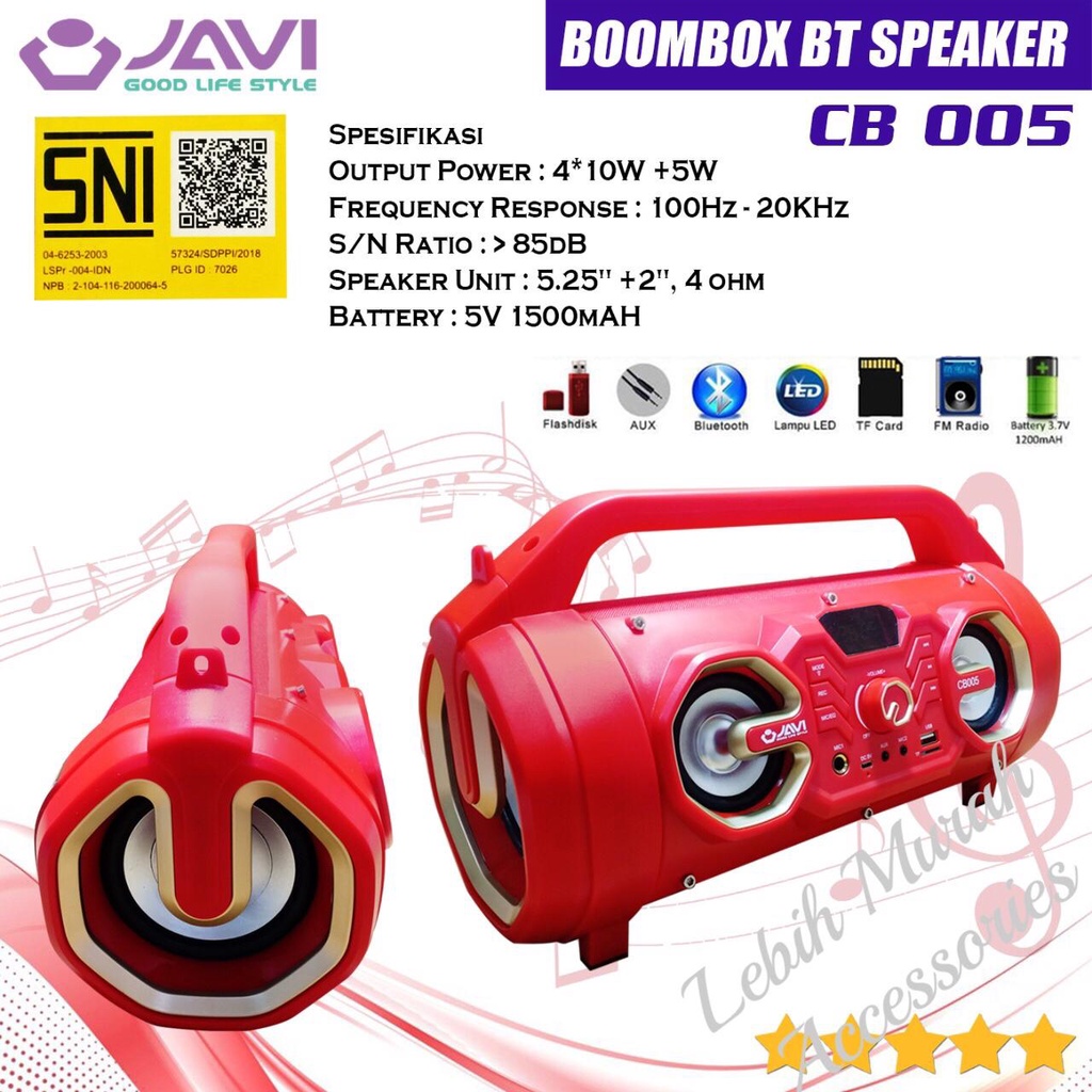 Speaker Bluetooh JAVI CB005 BOOMBOX + Mic/Remote Speaker Karaoke Speaker Aktif Speaker Gede Speaker Superbass Speaker aktip