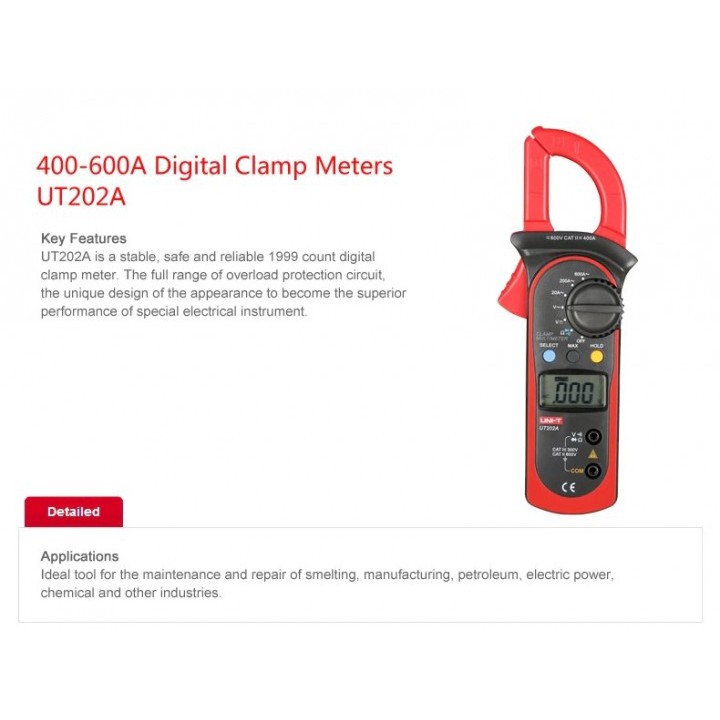 UNI-T UT-202A+ - AC Digital Clamp Meter LCD Display Multitester