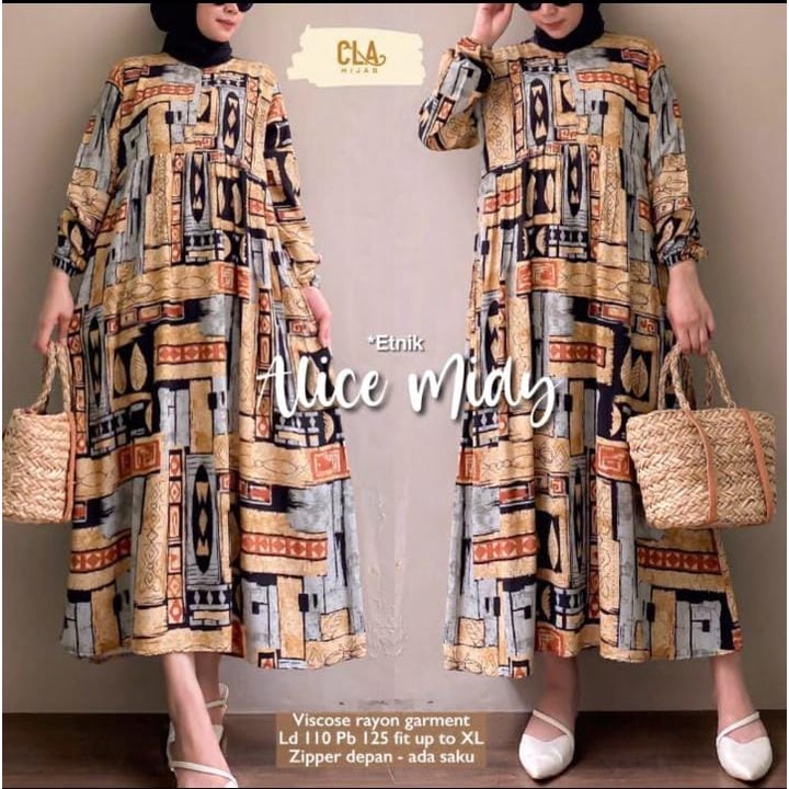 MIDI DRESS KATUN RAYON LD 110 cm MOTIF PREMIUM LONG TUNIK DRESS JUMBO SANSO SABRINA LUCIO TERBARU