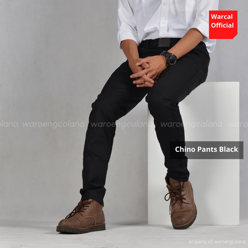 Celana Chino Kain Chinos Panjang Cowok Hitam Kerja Kantor Pria Slim Fit Original