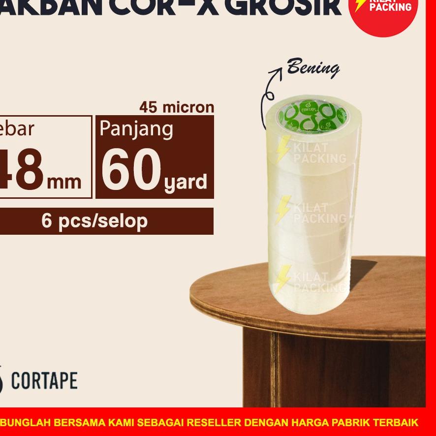 

Flash Sale - Lakban Cortape Bening 48 mm x 60 yard Cor-X Ekonomis Ter1 Selop ,.